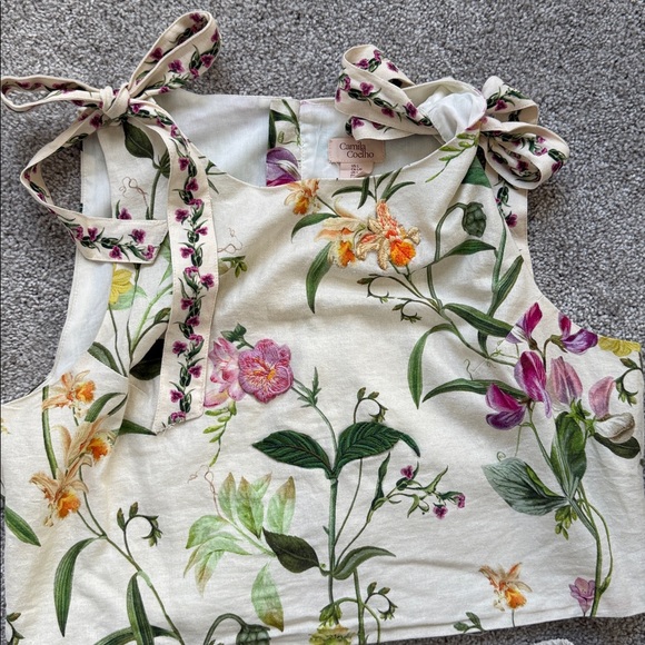 Floral Tie-Shoulder two piece set Shirt and Skirt - Picture 4 of 5